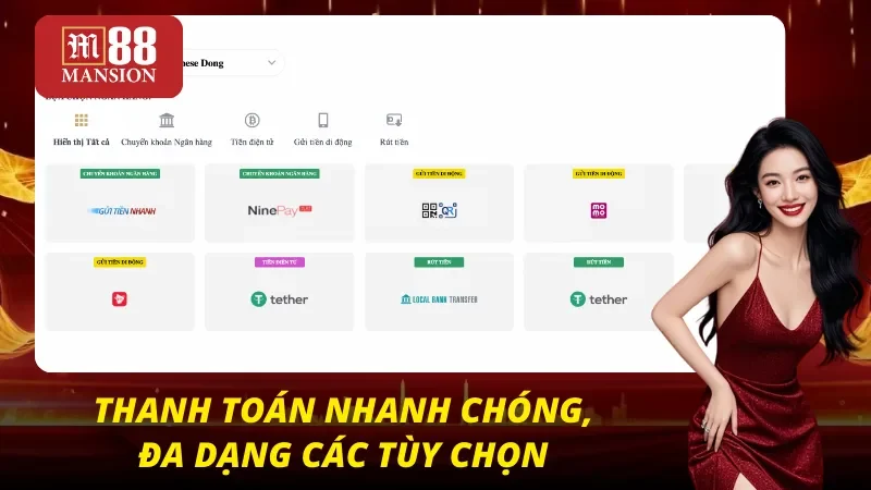 M88 34 Hệ thống thanh toán cực kỳ nhanh và tiện lợi