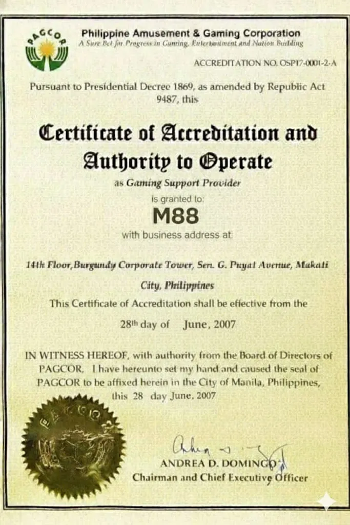 M88 33 giấy phép hoạt động M88